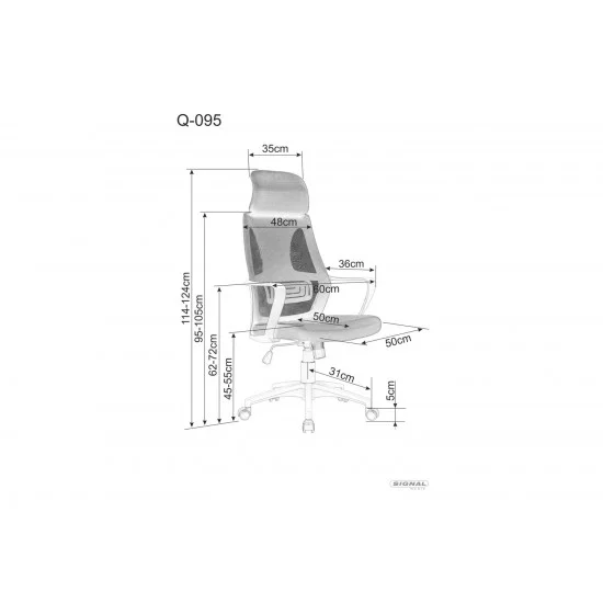 Комп'ютерне крісло поворотне Q-095 Чорний/Сірий OBRQ095CSZ 6