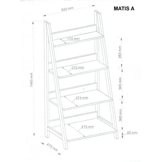 Стеллаж Matis Дуб 147х52 MATISA 6