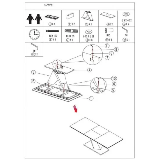 Стол обеденный раскладной Alaras Белый / Дуб сонома 140(200)х85 ALARAS1DS140 4