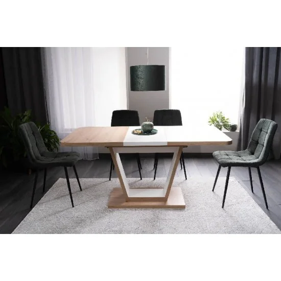 Стол обеденный раскладной NIGEL дуб артизан/белый мат 120(160)X80 (D) NIGELDABM120D 4