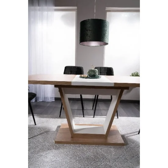 Стол обеденный раскладной NIGEL дуб артизан/белый мат 120(160)X80 (D) NIGELDABM120D 6