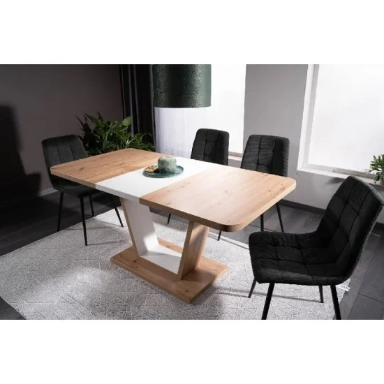 Стол обеденный раскладной NIGEL дуб артизан/белый мат 120(160)X80 (D) NIGELDABM120D 10