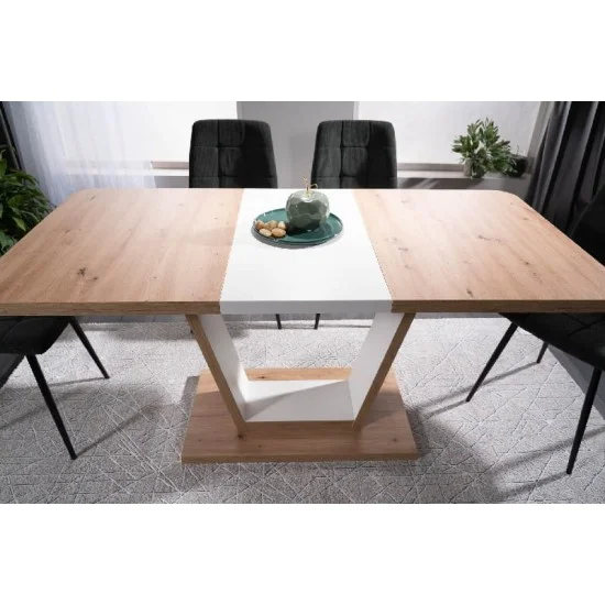 Стол обеденный раскладной NIGEL дуб артизан/белый мат 120(160)X80 (D) NIGELDABM120D 5