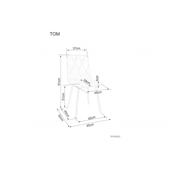 Стул кухонный TOM VELVET черный каркас/темный беж BL.40 TOMVCCB 2