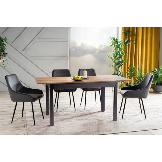 Стол обеденный раскладной HORACY дуб артизан / черный 125(170)x75 HORACYDAC125 2