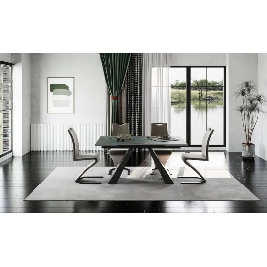 Стіл обідній розкладний SALVADORE CERAMIC 160(240)*90 бірюза OSSIDO VERDE/чорний мат SALVADORETUC160 5