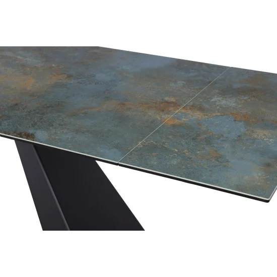Стіл обідній розкладний SALVADORE CERAMIC 160(240)*90 бірюза OSSIDO VERDE/чорний мат SALVADORETUC160 10