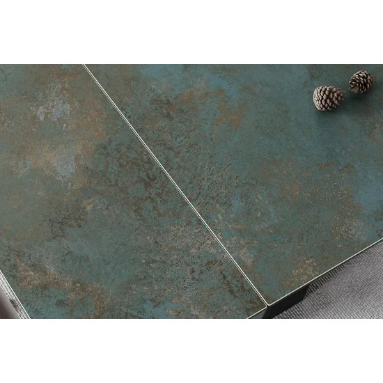 Стіл обідній розкладний SALVADORE CERAMIC 160(240)*90 бірюза OSSIDO VERDE/чорний мат SALVADORETUC160 9