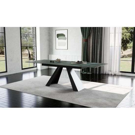Стіл обідній розкладний SALVADORE CERAMIC 160(240)*90 бірюза OSSIDO VERDE/чорний мат SALVADORETUC160 3