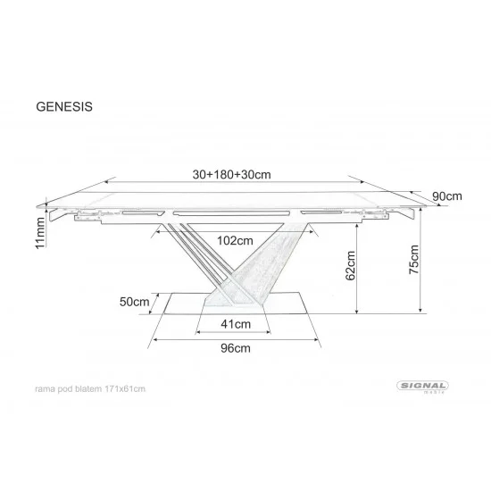 Стіл обідній розкладний GENESIS 180(240)*90 чорний/чорний/ясень GENESISCCJ180 21