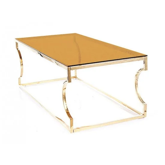 Журнальный столик KENZO A стекло дымчатое янтарное / золото 120X60 KENZOACTZL 5