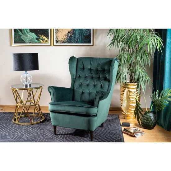 Крісло HARRY VELVET зелений BLUVEL 78 / венге HARRYV78W 4