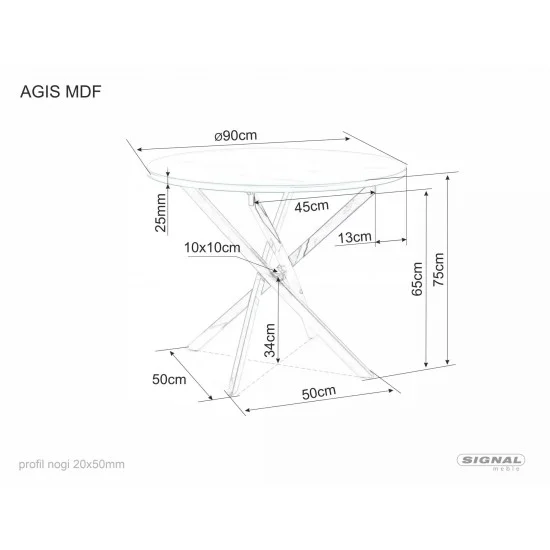 Стол обеденный AGIS Орех / Черный матовый диаметр 90 AGISORC90 2