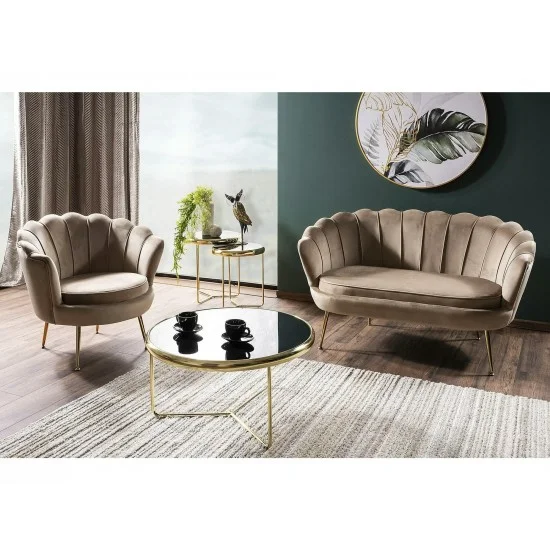 Диван CAMELLIA 2 VELVET Бежевий BLUEVEL 28/Золото CAMELLIAV2BEZL 6