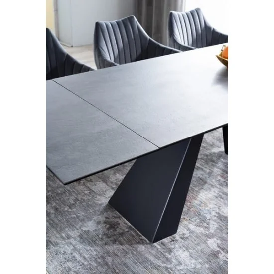 Стіл обідній розкладний SALVADORE CERAMIC 180(260)*90 сірий мармур/чорний мат SALVADORESZC180 4