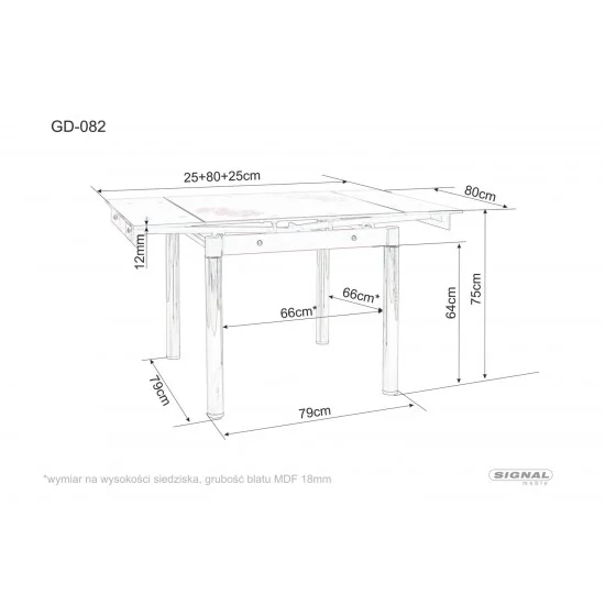 Стіл обідній розкладний GD-082 80(131)*80 дуб артизан/чорний мат GD082DAC80 7
