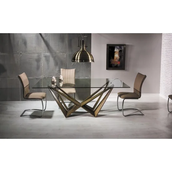 Стол обеденный Aston 100х200 см Прозрачный / Медь ASTON200 3