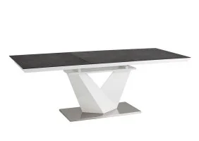 Стол обеденный раскладной Alaras II Черный эфект каменя / Белый 140(200)х85 ALARAS2SZ140