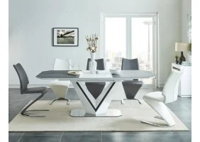 Стол обеденный раскладной Valerio Ceramic 160(220)X90 Серый / Белый VALERIOSZB