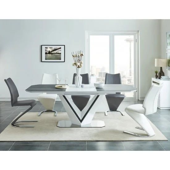 Стол обеденный раскладной Valerio Ceramic 160(220)X90 Серый / Белый VALERIOSZB 1