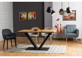 Стіл обідній Vector 180х90 Масив Дуб / Чорний VECTORLDC180