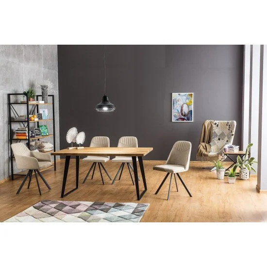 Стіл обідній Falcon 150х90 Дуб / Чорний FALCONDC150 1