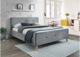 Двуспальная кровать Malmo Velvet 160X200 Серый / Дуб MALMOV160SZD