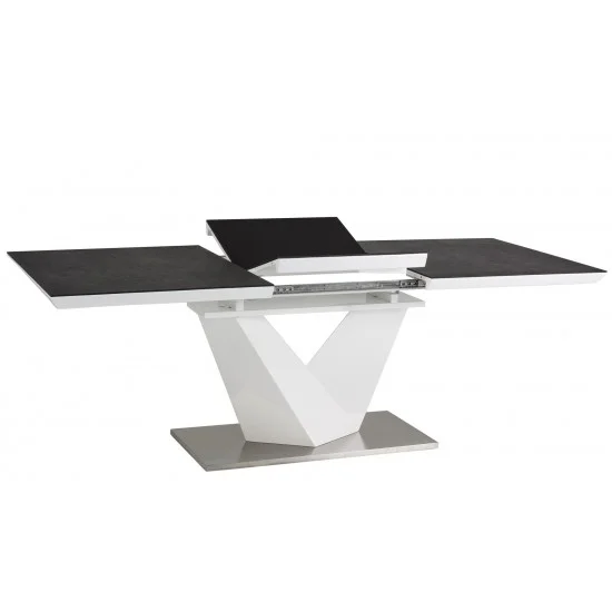 Стол обеденный раскладной Alaras II 120(180)х80 Черный эфект каменя / Белый ALARAS2C120 6