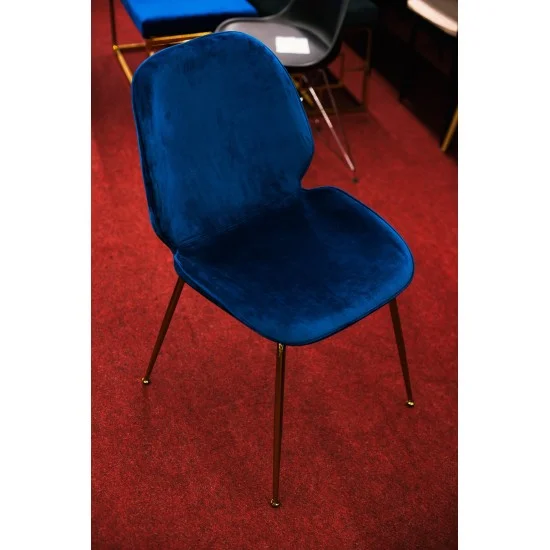 Стул Adrien Velvet Синий / Золотой ADRIENVZLGR 2