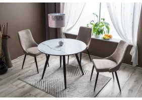 Стол обеденный Ideal 100x100 Ефект мармура / Черный каркас IDEALC100