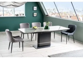 Стіл обідній Pallas Ceramic 160х90 (210) Ефект Мармур / Чорний Мат PALLASCSZC160
