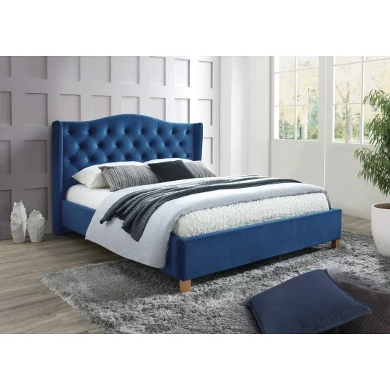 Двуспальная кровать Aspen Velvet 160X200 Синий ASPENV160GRD 1