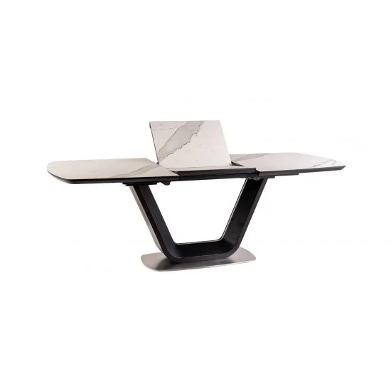 Стол обеденный раскладной Armani Ceramic 160(220)х90 Эффект Мармура / Черный Мат ARMANIBC160 9