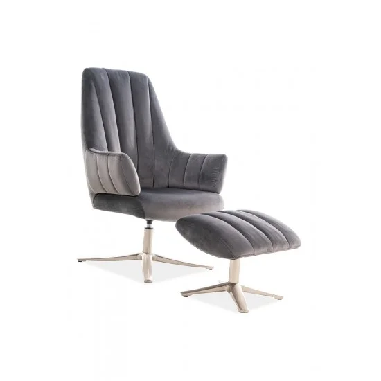 Крісло реклайнер Adams Velvet Сірий ADAMSVSZ 1
