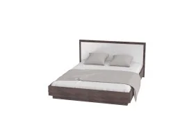 Virgo L Intarsio Ліжко двоспальне 160х200 см Дуб ансберг темний + ультра білий металік