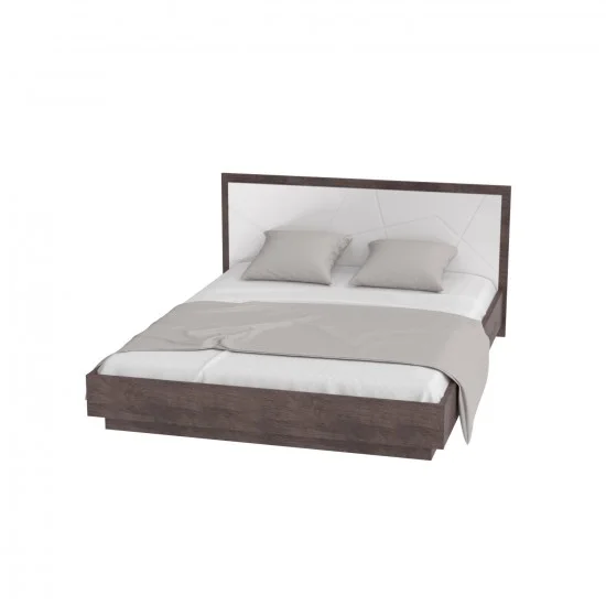 Virgo L Intarsio Ліжко двоспальне 160х200 см Дуб ансберг темний + ультра білий металік 1