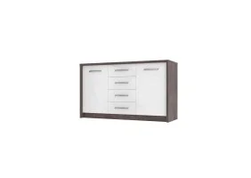 Virgo B Intarsio Комод 2Д4Ш 141,9х84 см Дуб ансберг темный + ультра белый металлик