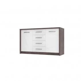 Virgo B Intarsio Комод 2Д4Ш 141,9х84 см Дуб ансберг темный + ультра белый металлик