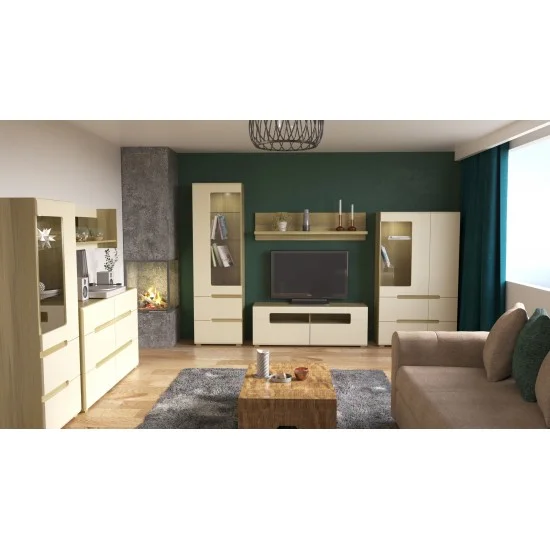 Fusion G Полиця навісна 140,2х35 см Дуб скельний + слонова кістка 2