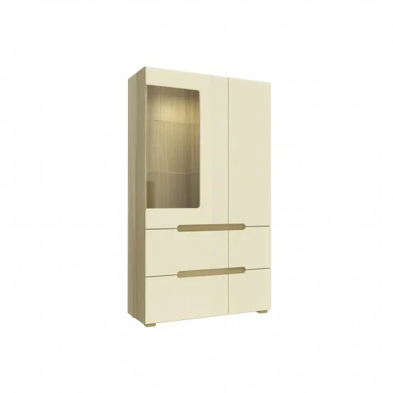 Fusion D Вітрина 2Д низька 165х95 см Дуб скельний + слонова кістка 1