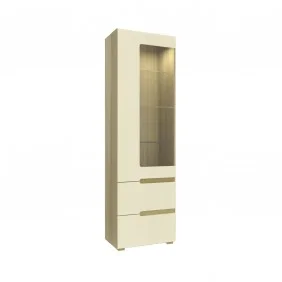 Fusion A Витрина 1Д высокая 200х60 см Дуб скальной + слоновая кость