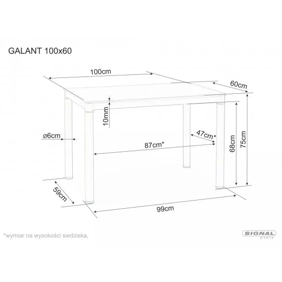 Стіл обідній Galant 100 x 60 Сірий GALANTSZ100X60 3