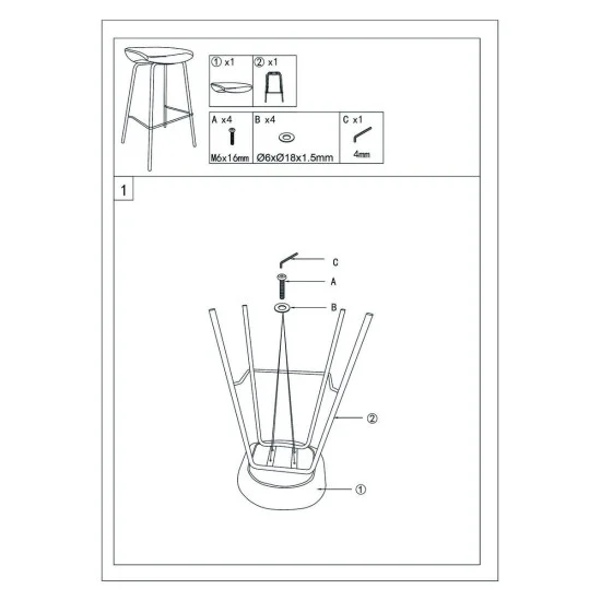 Барный стул SVEN Черный каркас / Серый тк. 8