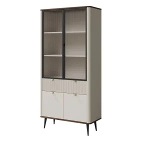 Витрина MARLY REG 2 90х191х40 кашемир / орех