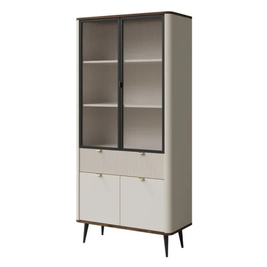 Вітрина MARLY REG 2 90х191х40 кашемір / горіх 1