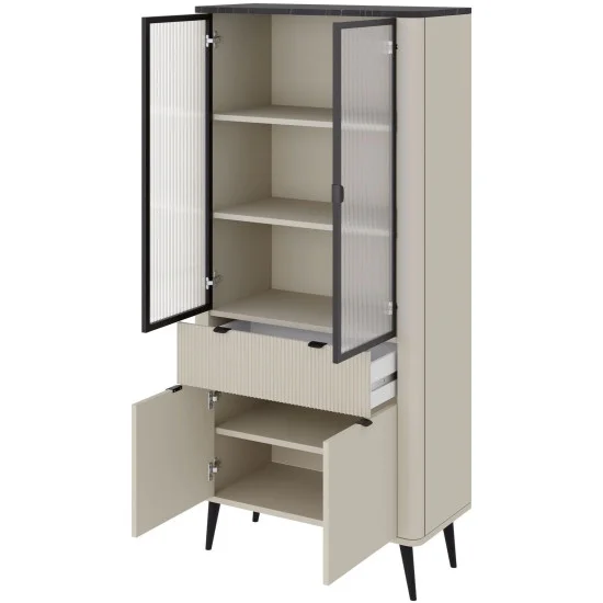 Вітрина MARLY REG 2 90х191х40 кашемір / горіх 2