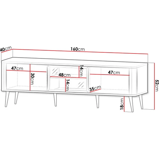 Тумба під телевізор MARLY REG 12 160х52х40 кашемір / сірий 2
