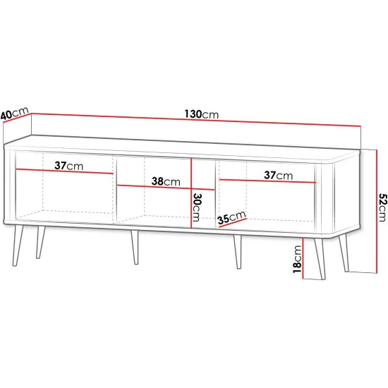 Тумба під телевізор MARLY REG 14 130х52х40 кашемір / горіх 2