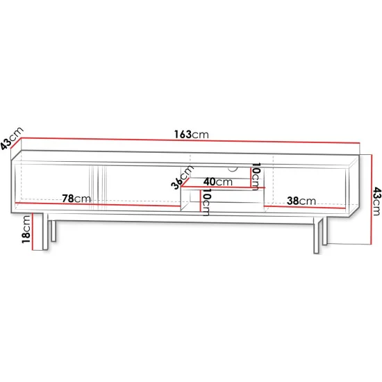 Тумба под телевизор ALSY REG 9 163х43х43 антрацит / дуб 3