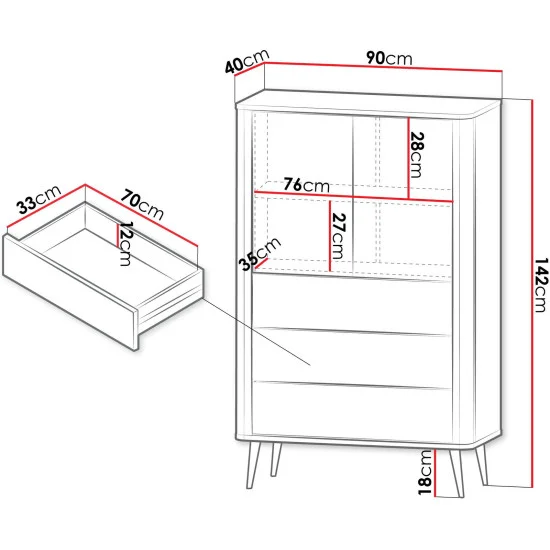 Вітрина MARLY REG 6 90х142х40 кашемір / горіх 5